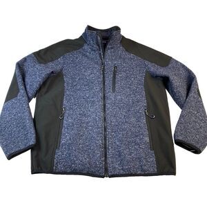 IZOD PerformX Jacket Men's Size‎ Large Zippered Lined Coat Blue Black Colorblock